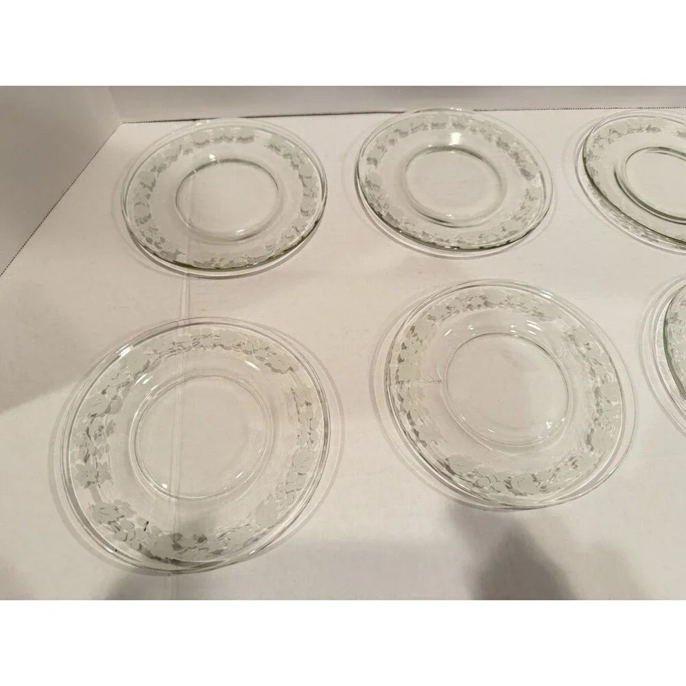 Vintage Anchor Hocking Gooseberry Clear Glass Dessert Plates – Set of 6
